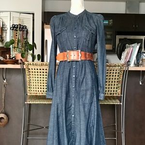 Blue buttoned denim dress
